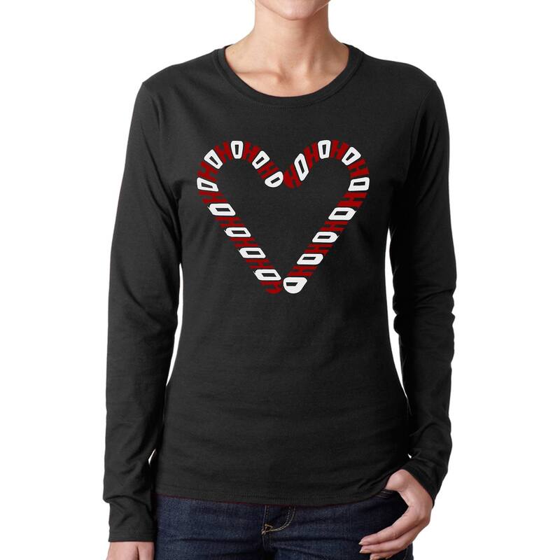 エルエーポップアート レディース トップス Tシャツ LA Pop Art Candy Canes - Women's Word Art Long Sleeve T-Shirt Black ブラック