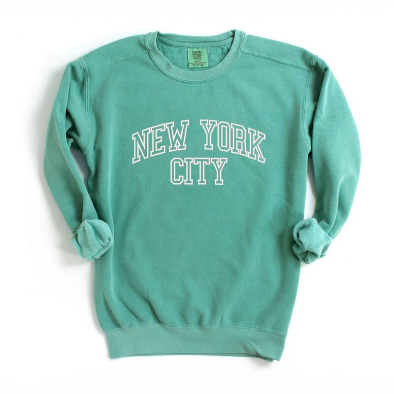 Simply Sage Market レディース トップス Tシャツ スウェット 刺繍 Simply Sage Market Embroidered New York Varsity Garment Dyed Sweatshirt Seafoam セージ