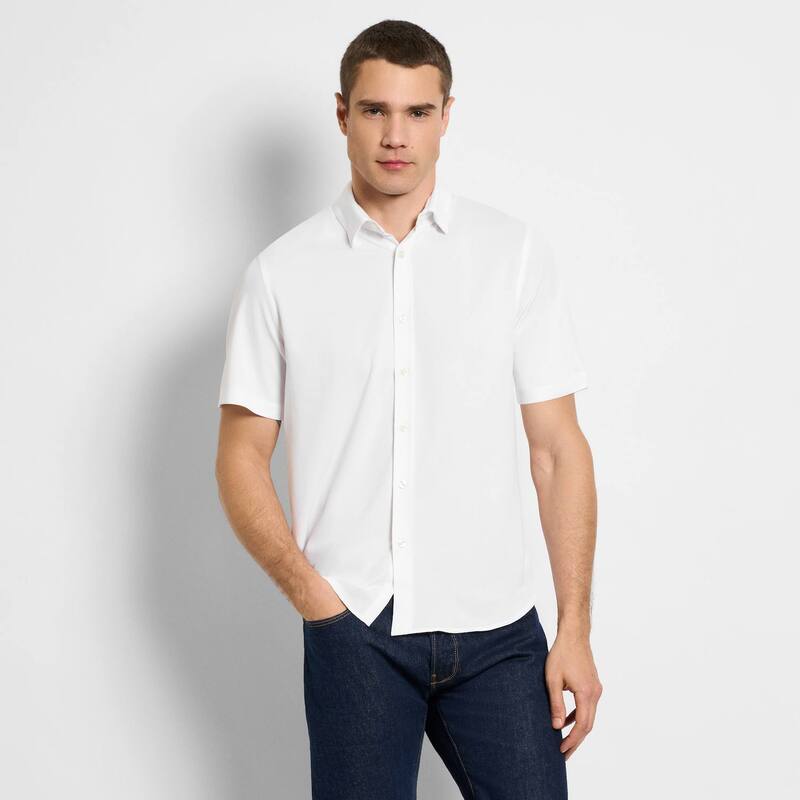 ヴァンハウセン メンズ トップス Tシャツ ニット Men's Van Heusen Performance Knit Short Sleeve Top Brilliant White ホワイト