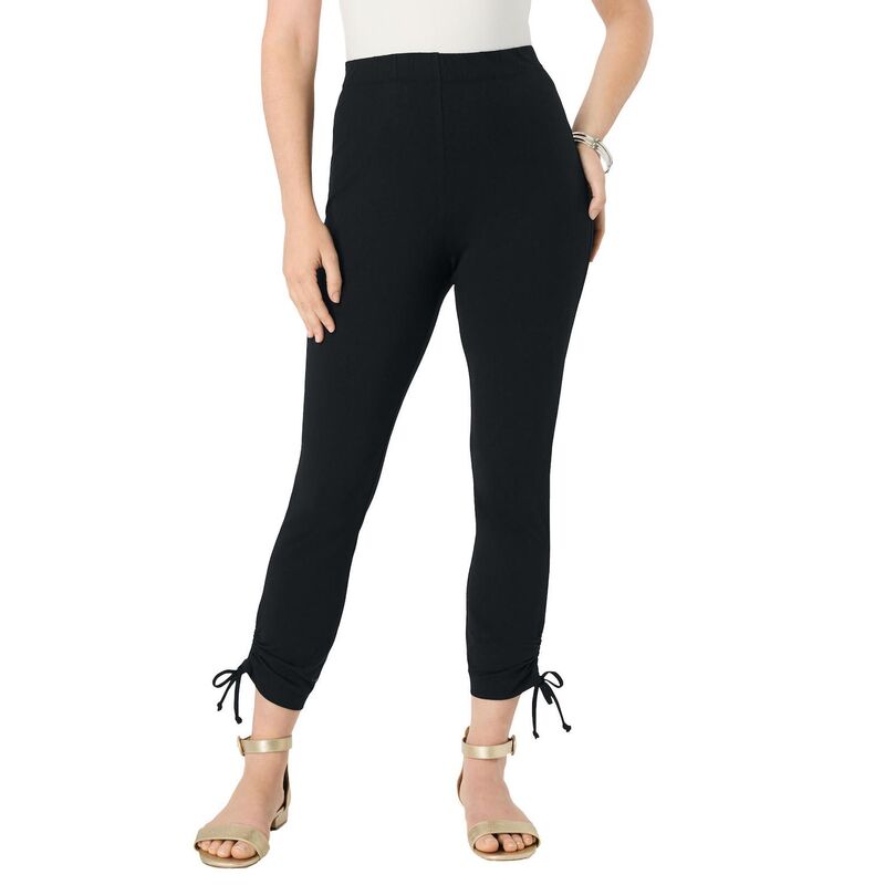 ロアマンズ レディース ボトムス カジュアルパンツ プラスサイズ キャップ レース レギンス Roaman's Women's Plusize Lace-Up Capri Leggings Black ブラック｜ReVida 店 9,235円