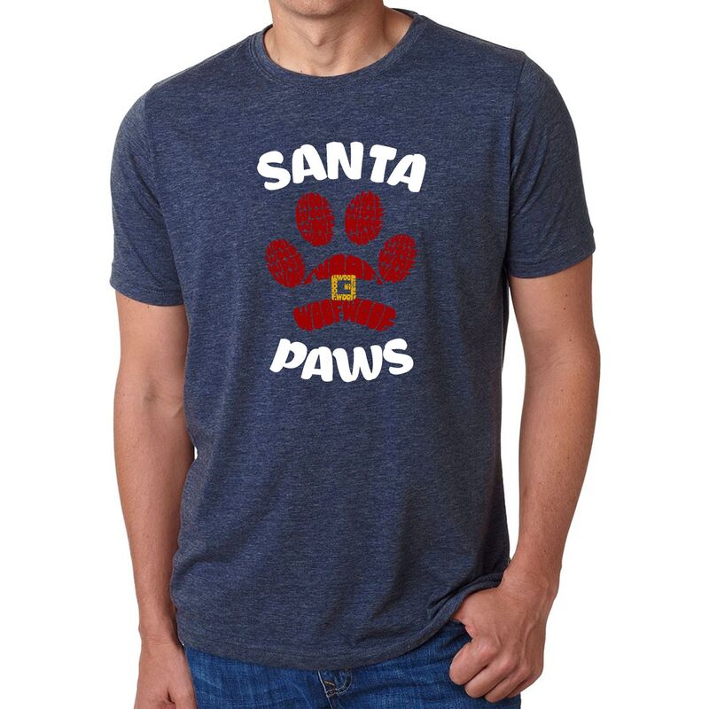 エルエーポップアート メンズ トップス Tシャツ LA Pop Art Santa Paws - Men Premium Blend Word Art-Shirt Navy ネイビー
