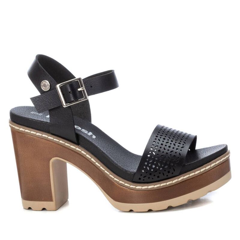 リフレッシュ レディース シューズ サンダル プラットフォーム ヒール Refresh Women's Casual Heeled Platform Sandals By XTI 170777 Black ブラック
