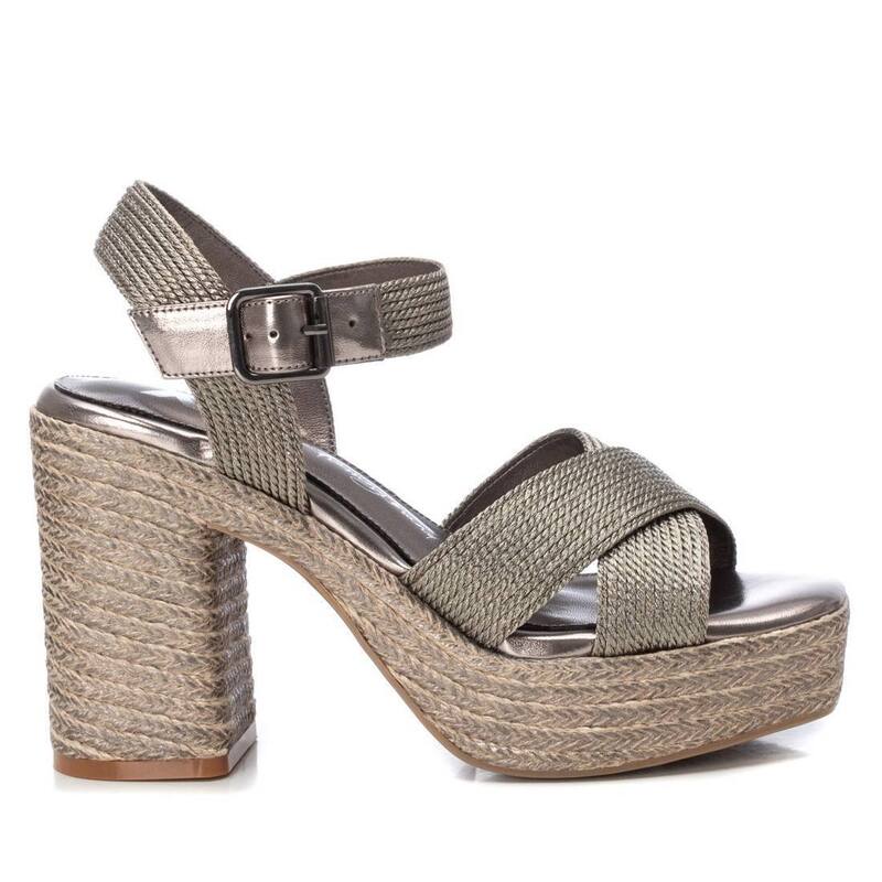 キシタイ レディース シューズ サンダル プラットフォーム ヒール Women Heeled Jute Platform Sandals By XTI 142741 Phantom Silver シルバー