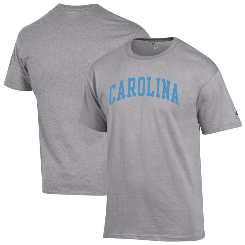 チャンピオン メンズ トップス Tシャツ ヒール Men's Champion Heather Gray North Carolina Tar Heels Basic Arch T-Shirt Unc Grey グレー｜ReVida 店