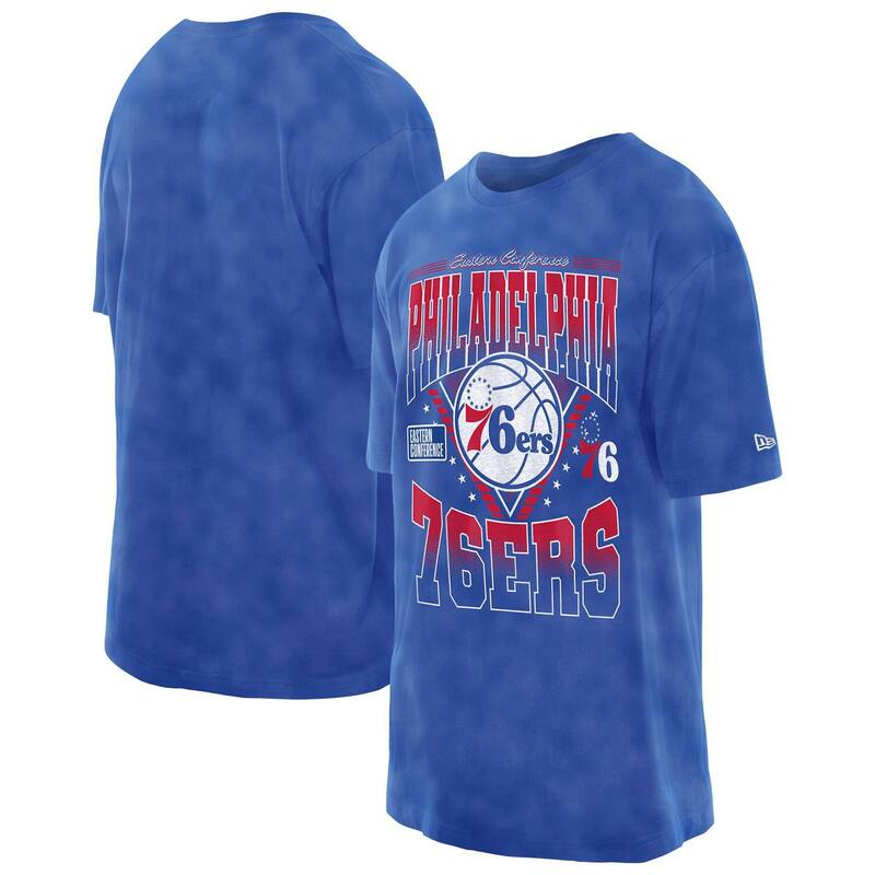 ニューエラ メンズ トップス Tシャツ ヴィンテージ Men's New Era Royal Philadelphia 76ers Boxy Old School Sport Vintage Wash T-Shirt 76r Blue ブルー|ReVida 店