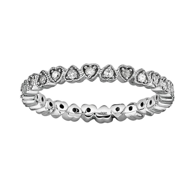 【送料無料】 アンブランデッド レディース リング アクセサリー Stacks & Stones Sterling Silver 1/4-ct. T.W. Diamond Heart Eternity Stack Ring Silver 87,890円