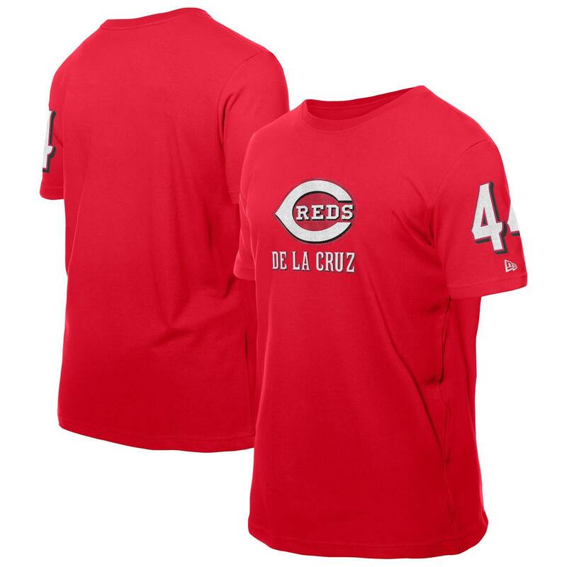 ニュー内鰓 メンズ トップス プルオーバー Men\u0027s New Era Elly De La Cruz Red Cincinnati Reds Design Lab Name \u0026 Number T-Shirt Red 赤いこと
