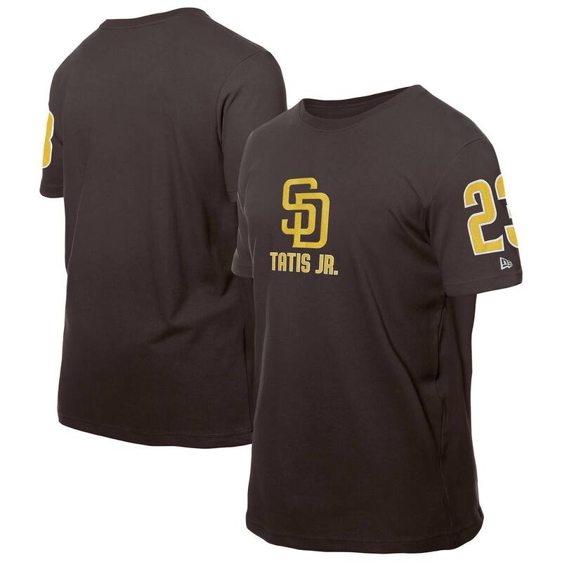 ニュー内鰓 メンズ トップス プルオーバー Men\u0027s New Era Fernando Tatis Jr. Brown San Diego Padres Design Lab Name \u0026 Number T-Shirt Pad Brown 赤銅色