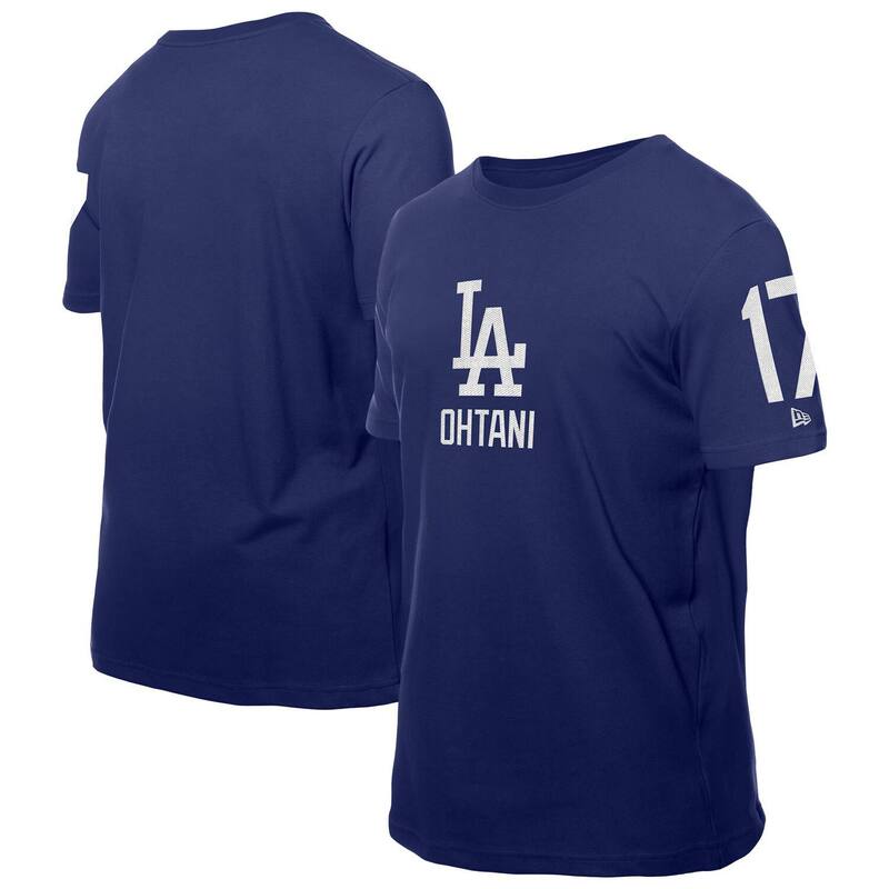 ニュー内鰓 メンズ トップス プルオーバー Men\u0027s New Era Shohei Ohtani Royalos Angeles Dodgers Design Lab Name \u0026 Number T-Shirt Lad Blue 青色