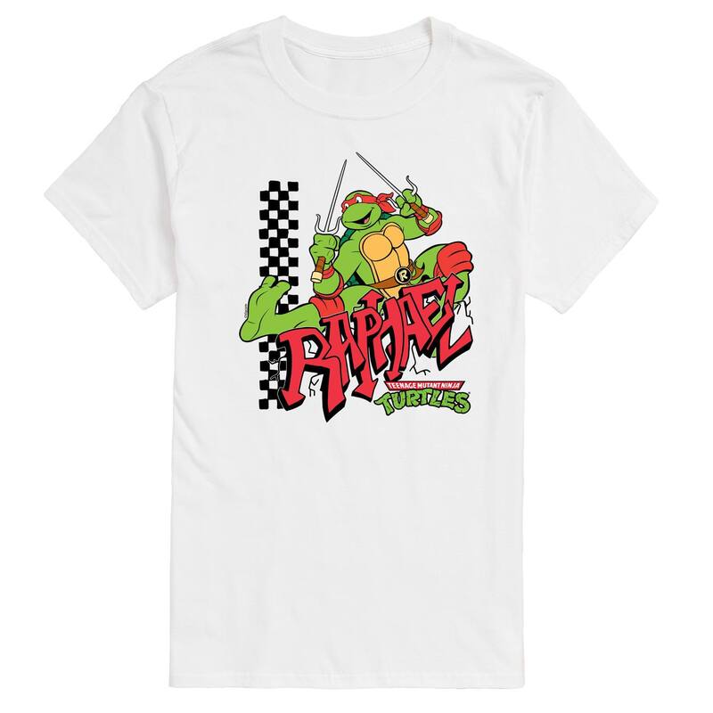 ニコロデオン メンズ トップス Tシャツ トール グラフィック Nickelodeon Big & Tall Teenage Mutant Ninja Turtles Raphael Graffiti Retro Graphic Tee White ホワイト
