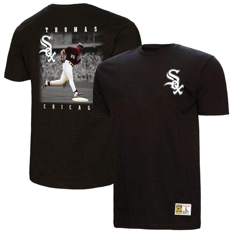 ミッチェル&ネス メンズ トップス Tシャツ ヴィンテージ ロゴ Men's Mitchell & Ness Frank Thomas Black Chicago White Sox Legends Collection Vintage Logo T-Shirt Sox Black ブラック