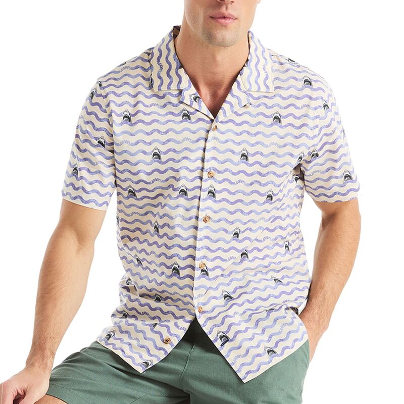 ナウティカ メンズ トップス Tシャツ プリント Men's Nautica Short Sleeve Camp Collar Printed Shirt Purple パープル｜ReVida 店