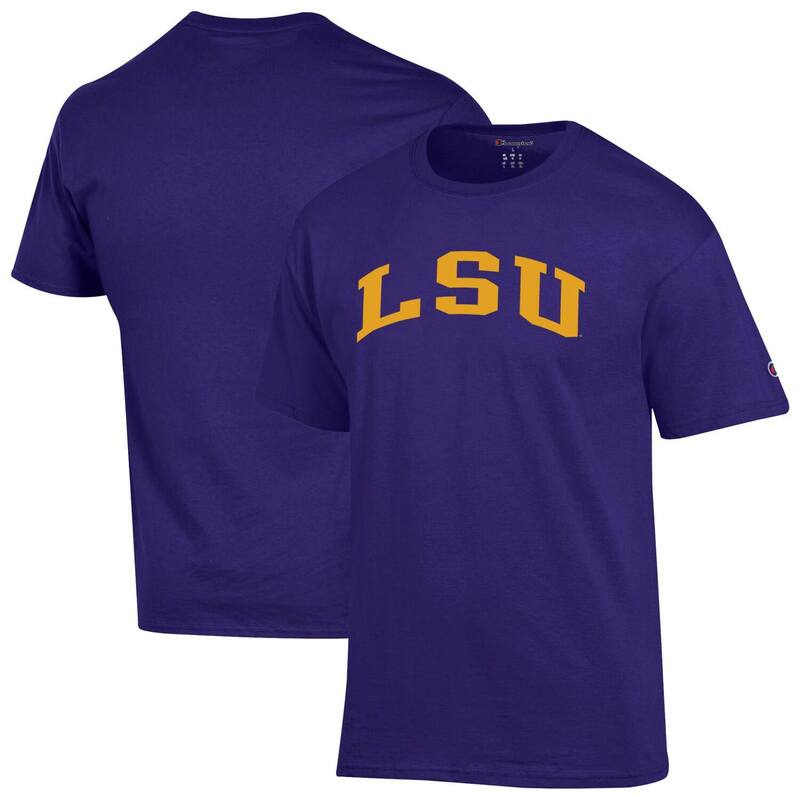 チャンピオン メンズ トップス Tシャツ Men Champion Purple LSU Tigers Basic Arch T-Shirt Lsu Purple パープル