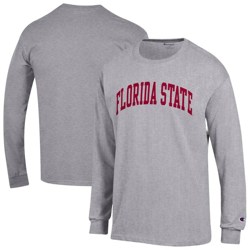 チャンピオン メンズ トップス Tシャツ Men Champion Heather Gray Florida State Seminoles Basic Arch Long Sleeve T-Shirt Fsu Grey グレー