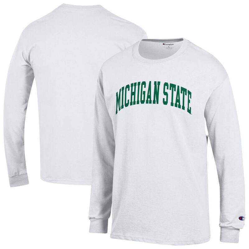 チャンピオン メンズ トップス Tシャツ Men's Champion White Michigan State Spartans Basic Arch Long Sleeve T-Shirt Msu White ホワイト