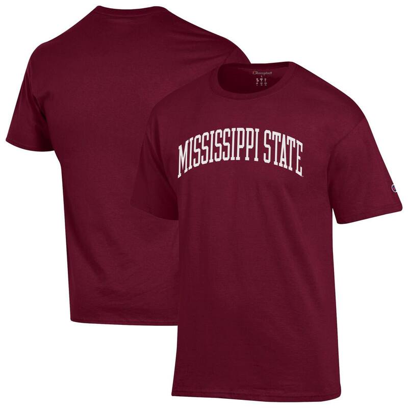 チャンピオン メンズ トップス Tシャツ Men's Champion Maroon Mississippi State Bulldogs Basic Arch T-Shirt Mst Red レッド｜ReVida 店