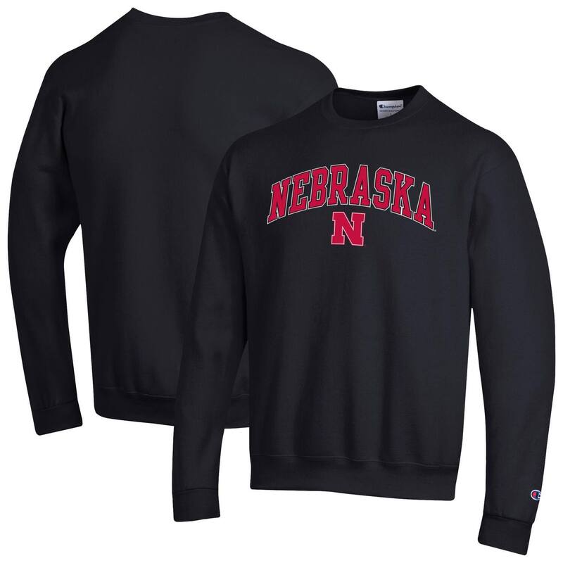 はやりっ児 メンズ トップス プルオーバー 汗水 ロゴタイプ Men\u0027sChampion Black Nebraska Huskers Arch Over Logo Pullover Sweatshirt Neblack 黒いこと
