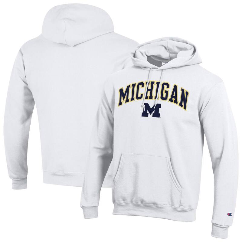 チャンピオン メンズ トップス Tシャツ ロゴ フリース パーカー Men'sChampion White Michigan Wolverines Arched Logo Fleece Pullover Hoodie Mic White ホワイト
