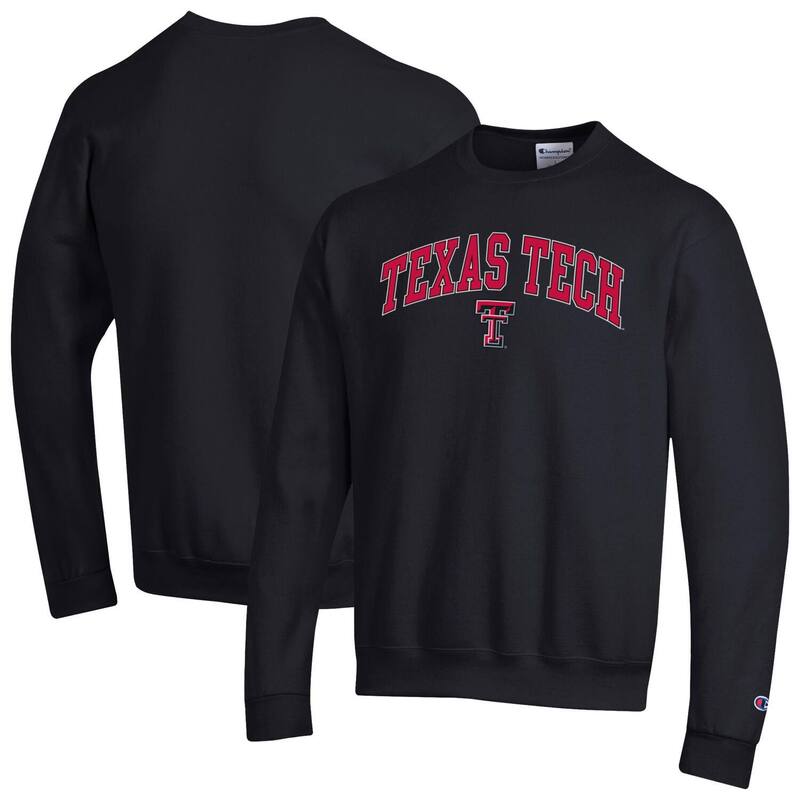 はやりっ児 メンズ トップス プルオーバー 汗水 ロゴタイプ Men\u0027sChampion Black Texas Tech Red Raiders Arch Over Logo Pullover Sweatshirtxt Black 黒いこと