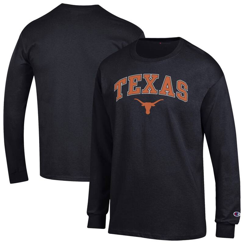 チャンピオン メンズ トップス Tシャツ ロゴ Men'sChampion Black Texas Longhorns Arch Over Logo Long Sleeve T-Shirtex Black ブラック｜ReVida 店