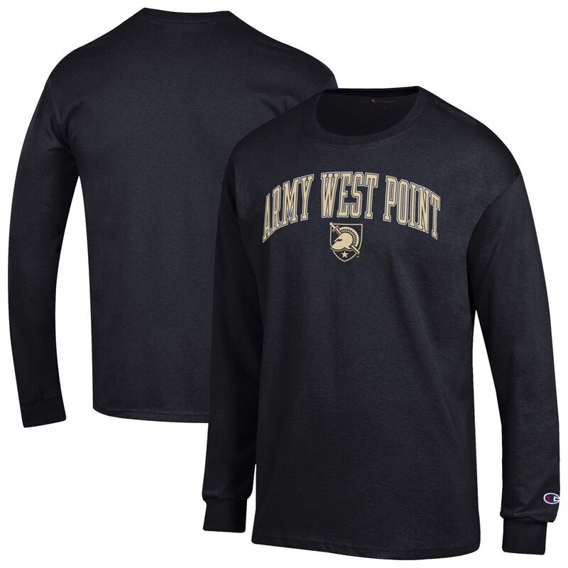 チャンピオン メンズ トップス Tシャツ ロゴ Men'sChampion Black Army Blacknights Arch Over Logo Long Sleeve T-Shirt Nc2 Black ブラック