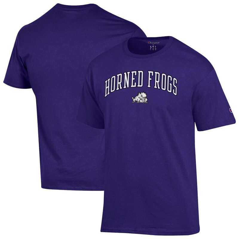 チャンピオン メンズ トップス Tシャツ ロゴ MenChampion Purple TCU Horned Frogs Arch Over Logo T-Shirtcu Purple パープル