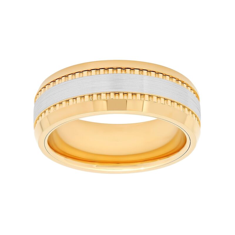 アンブランデッド メンズ アクセサリー リング Unbranded Men's Two Tone Cobalt Grooved Wedding Band Yellow イエロー