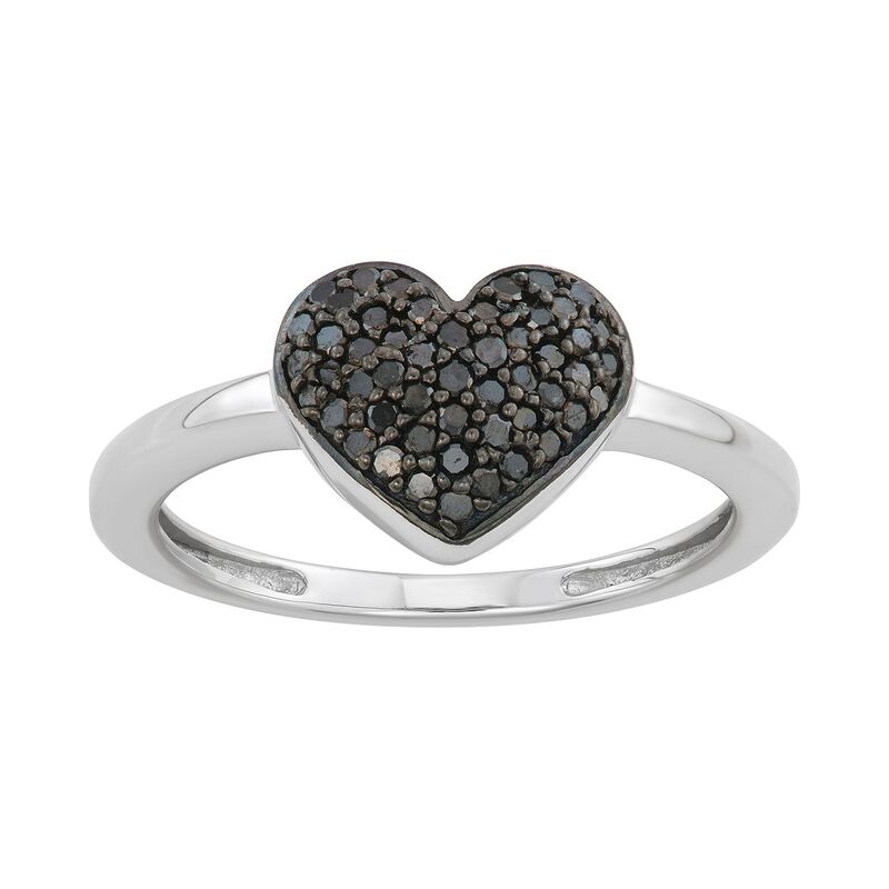 アンブランデッド レディース アクセサリー リング Unbranded 1/4 Carat.W. Black Diamonds Heart Shape Ring Silver Tone シルバー