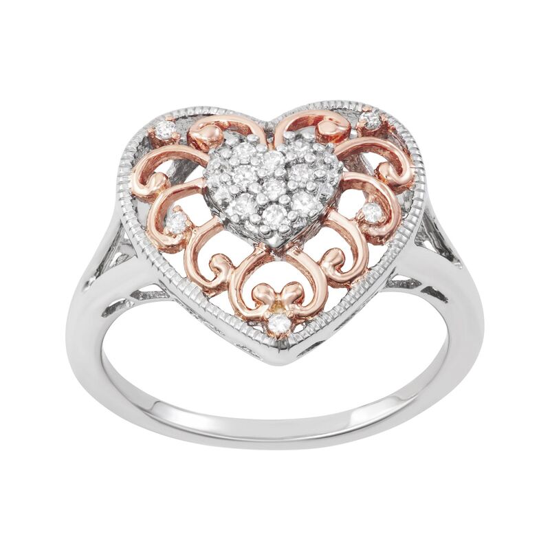 アンブランデッド レディース アクセサリー リング Unbranded 10k Rose Gold Over Sterling Silver 1/6 Carat.W. Diamond Heart Ring Rose Tone ゴールド 56,540円