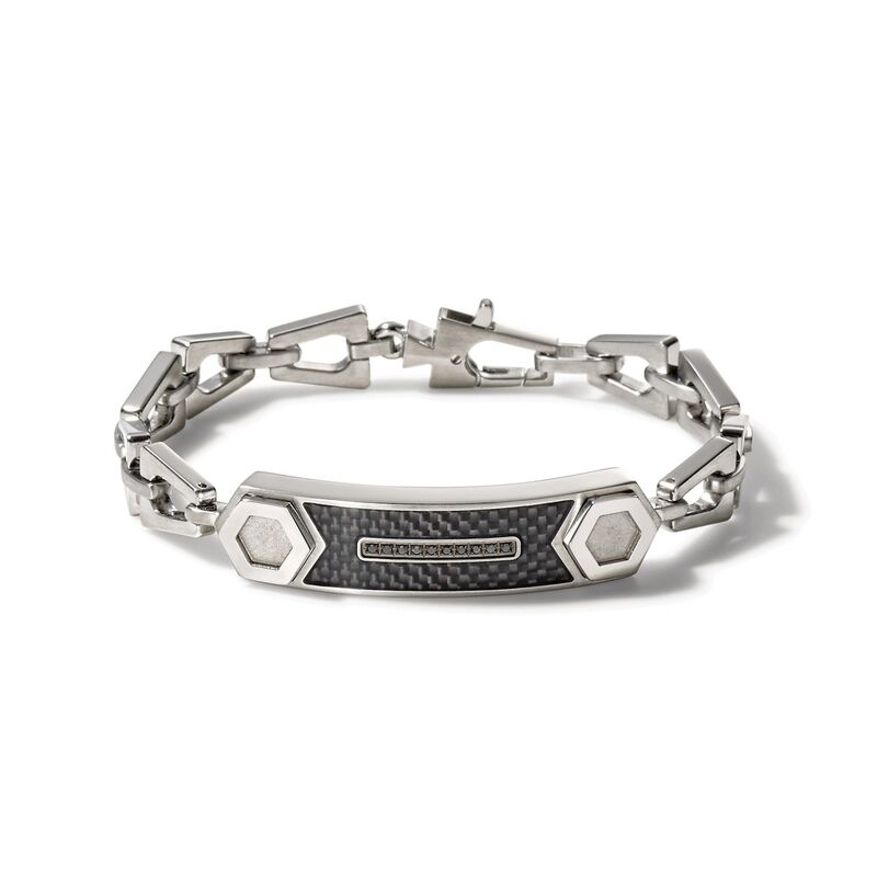 ブロバ メンズ アクセサリー ブレスレット・バングル・アンクレット Tシャツ Bulova Men's Precisionist Diamond Stainlessteel ID Link Bracelet Stainless