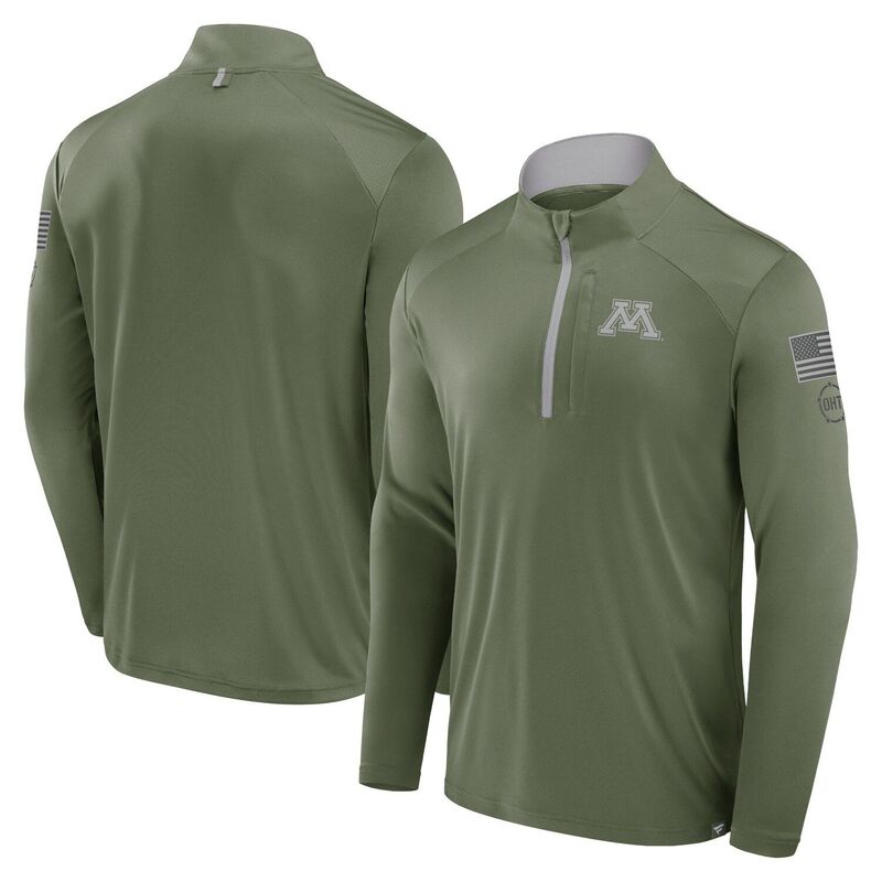 【送料無料】 ファナティクス メンズ Tシャツ トップス Men's Fanatics Olive Minnesota Golden Gophers OHT Military AppreciationDefender Quarter-Zip Jacket Min Multi