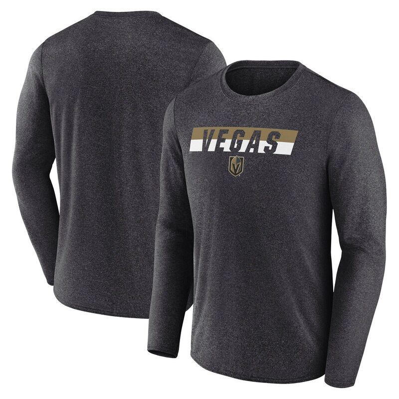 【送料無料】 ファナティクス メンズ Tシャツ トップス Men's Fanatics Heather Charcoal Vegas Golden Knights Transition Long Sleeve T-Shirt Lvk Charco