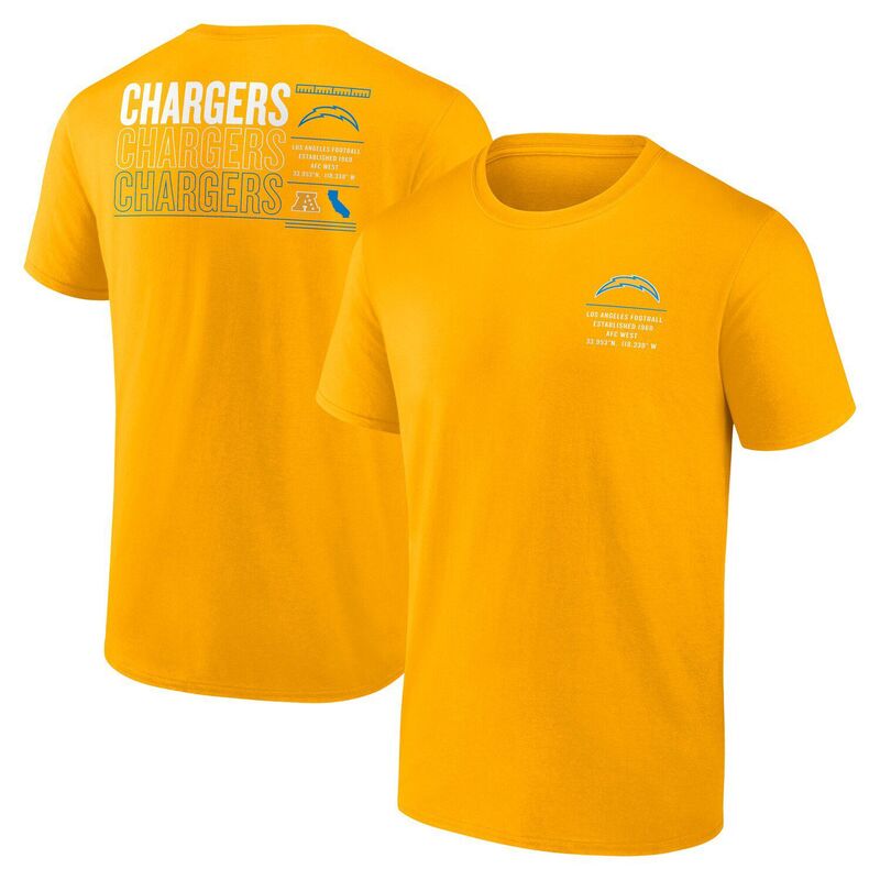 【送料無料】 ファナティクス メンズ Tシャツ トップス Men's Fanatics Gold Los Angeles Chargers Repeat Stats T-Shirt Chg Gold