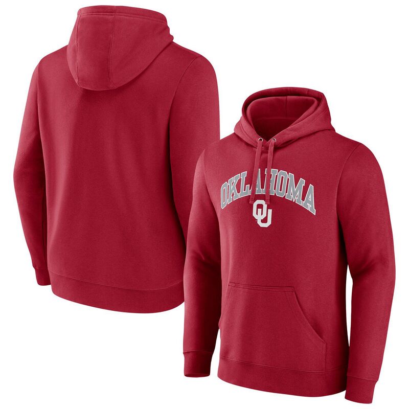 【送料無料】 ファナティクス メンズ Tシャツ トップス Men's Fanatics Crimson Oklahoma Sooners Arched Logo Pullover Hoodie Okl Red