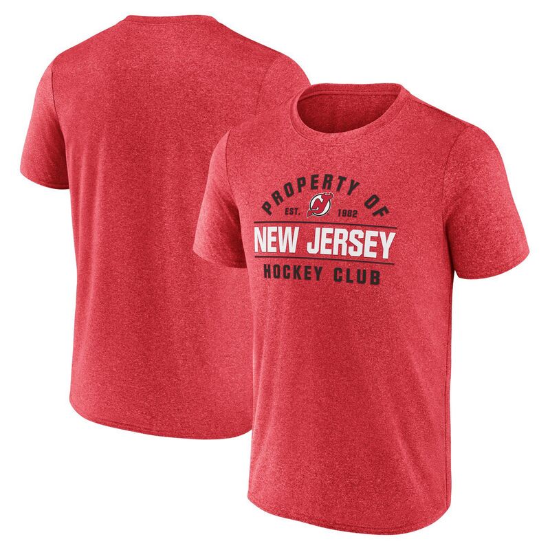 【送料無料】 ファナティクス メンズ Tシャツ トップス Men's Fanatics Heather Red New Jersey Devils Property Of T-Shirt Nhl Red 8,564円