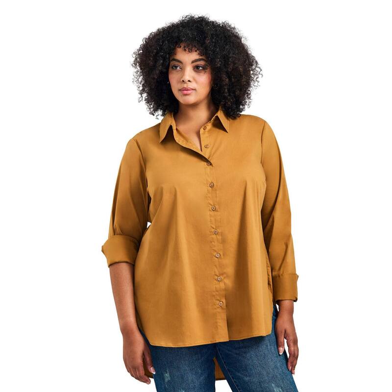 アベニュー レディース トップス シャツ プラスサイズ Avenue Women's Plusize Stella Classic Button Up Shirt Copper|ReVida 店