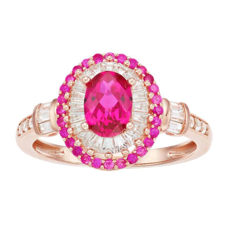 【送料無料】 アンブランデッド レディース リング アクセサリー Womens Unbranded POS LC RUBY & LC WHITE SAPP RING Rose Tone