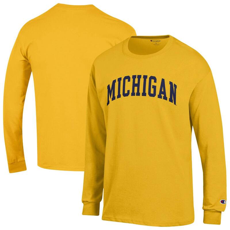 チャンピオン メンズ トップス Tシャツ Men's Champion Maize Michigan Wolverines Basic Arch Long Sleeve T-Shirt Mic Gold ゴールド