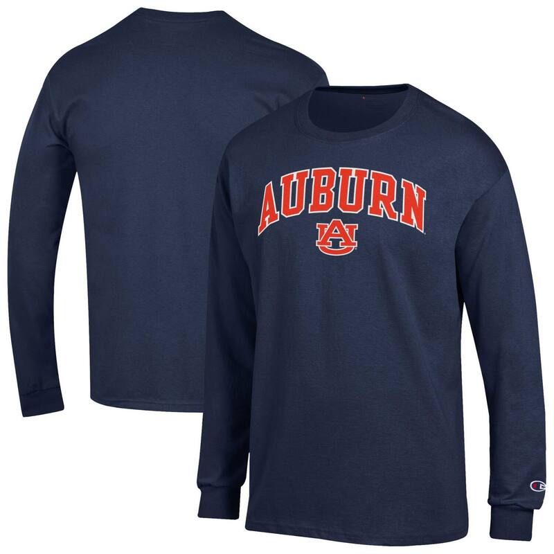 チャンピオン メンズ トップス Tシャツ ロゴ Men'sChampionavy Auburn Tigers Arch Over Logo Long Sleeve T-Shirt Aub Navy ネイビー