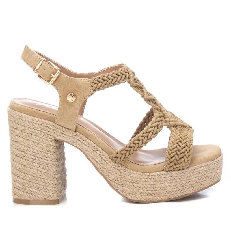 キシタイ レディース シューズ サンダル プラットフォーム ヒール Women Heeled Jute Platform Sandals By XTI 142839 Beige ベージュ
