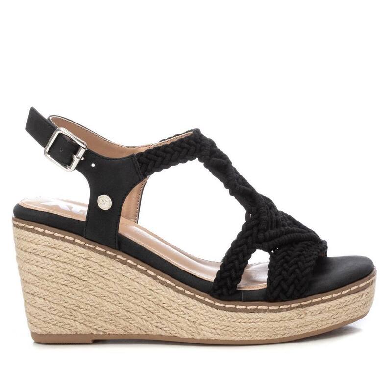 キシタイ レディース シューズ サンダル Women's Jute Wedge Sandals By XTI 142834 Black ブラック