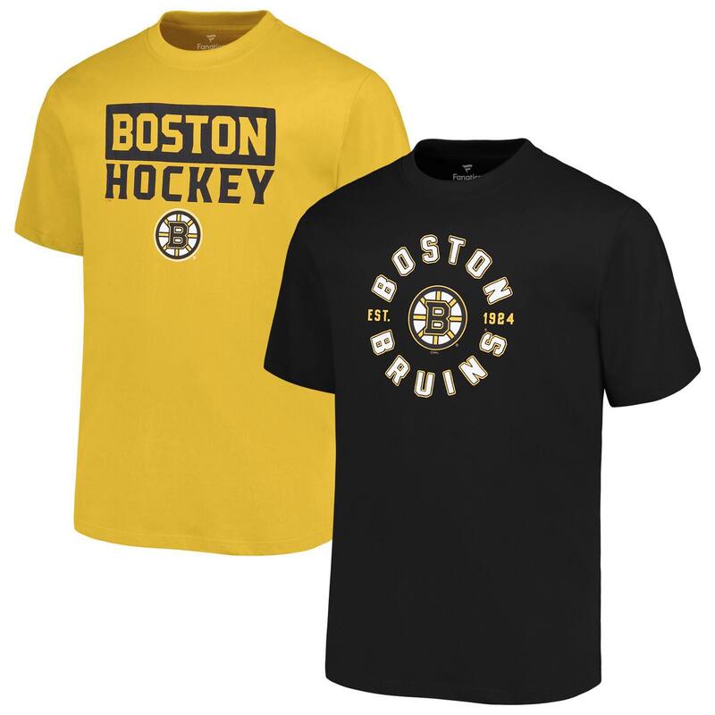 【送料無料】 ファナティクス メンズ Tシャツ トップス Men's Fanatics Boston Bruins Big & Tall 2-Pack T-Shirt Set Bsb Black