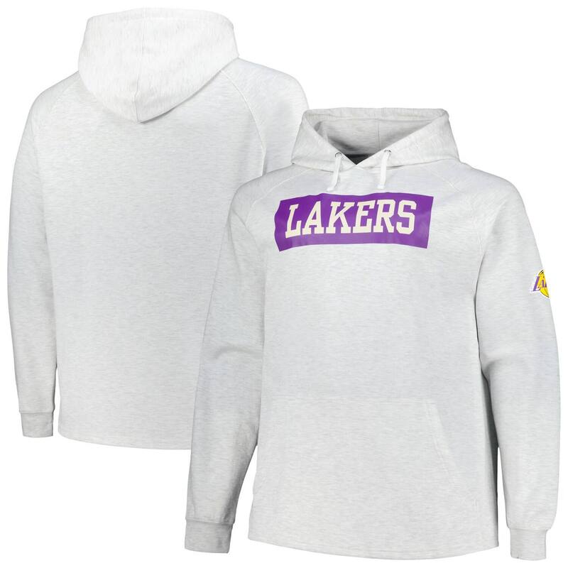 【送料無料】 ファナティクス メンズ Tシャツ トップス Men's Fanatics Ash Los Angeles Lakers Big & Tall Raglan Tri-Blend Pullover Hoodie Lak Black