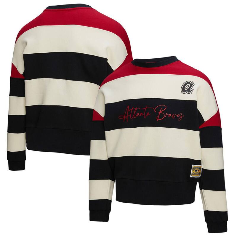 ミッチェル&ネス レディース トップス Tシャツ スウェット フリース Women's Mitchell & Ness Red/Black Atlanta Braves Cooperstown Collection Blocked Fleece Pullover Sweatshirt Brv Red レッド