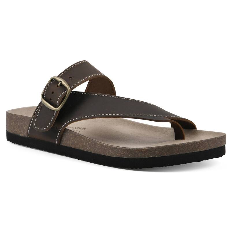 ホワイトマウンテン レディース シューズ サンダル Cliffs by White Mountain Carly Women's Cushioned Slide Sandals Brown Leather ブラウン