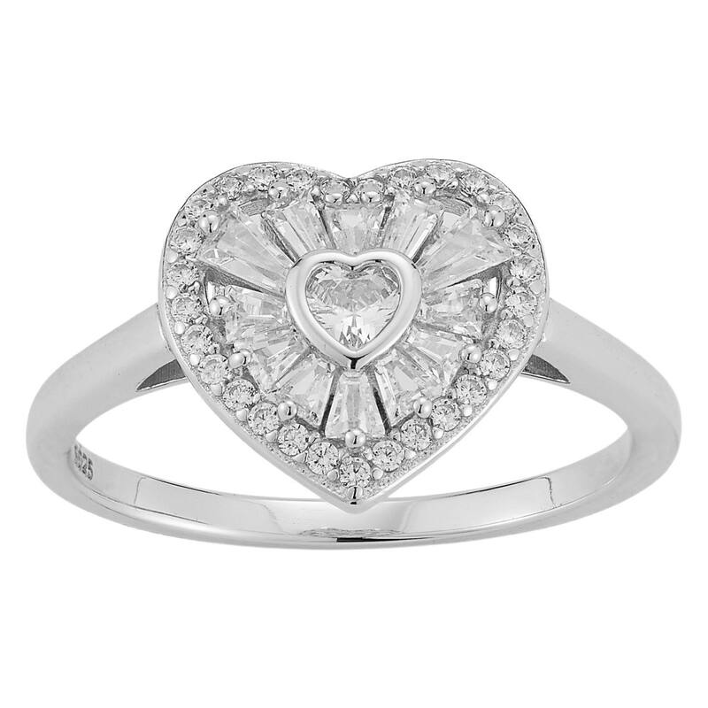 Sunkissed Sterling レディース アクセサリー リング Sunkissed Sterling Silver Cubic Zirconia Heart Ring Silver Tone シルバー