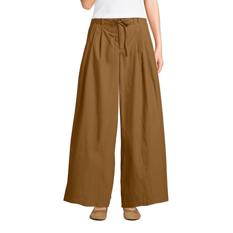 ランズエンド レディース ボトムス カジュアルパンツ プリーツ Women's Lands' End Mid Rise Pleated Slouchy Pants Coriander