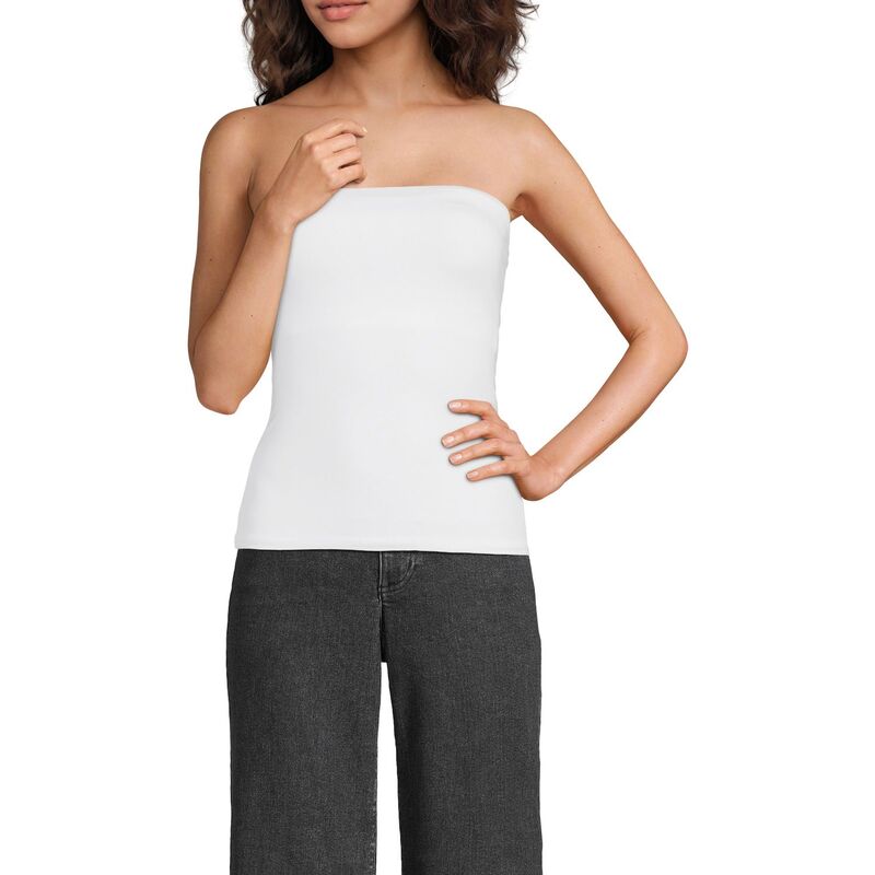 ランズエンド レディース トップス Tシャツ Women's Lands' End Slender Tube Top White ホワイト｜ReVida 店