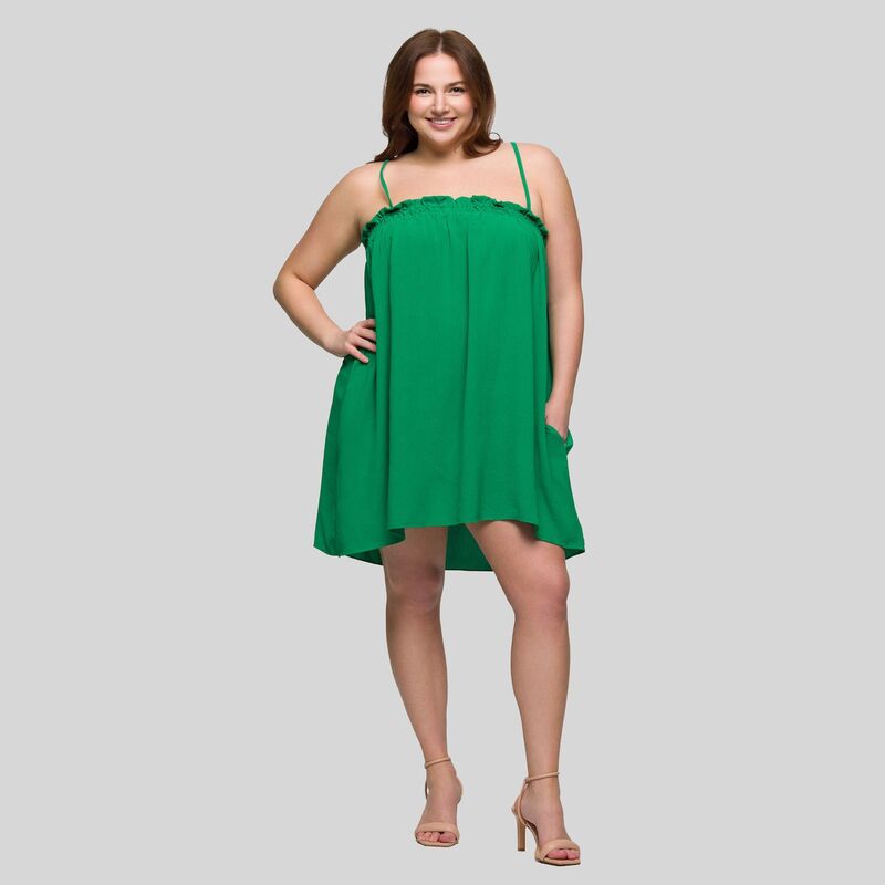 24 セブンコンフォート レディース トップス ワンピース プラスサイズ ミニ Plusize 24Seven Comfort Apparel Square Neck Spaghetti Strap Mini Dress Green グリーン