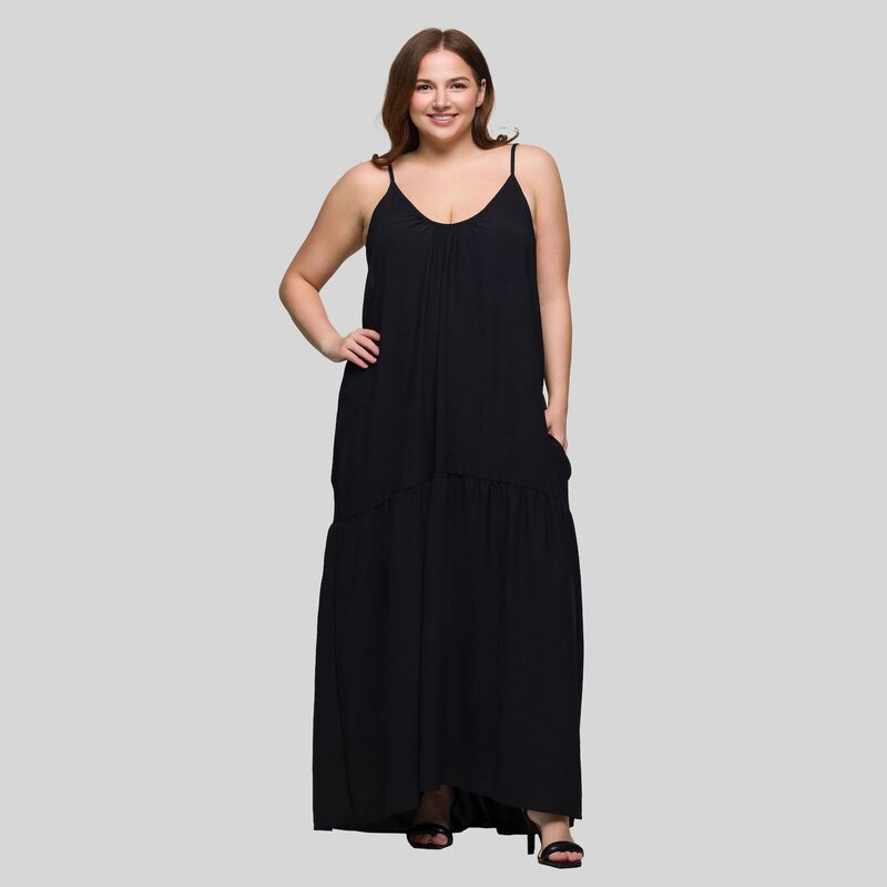 24 セブンコンフォート レディース トップス ワンピース プラスサイズ マキシ Plusize 24Seven Comfort Apparelightweight Spaghetti Strapocket Maxi Dress Black ブラック